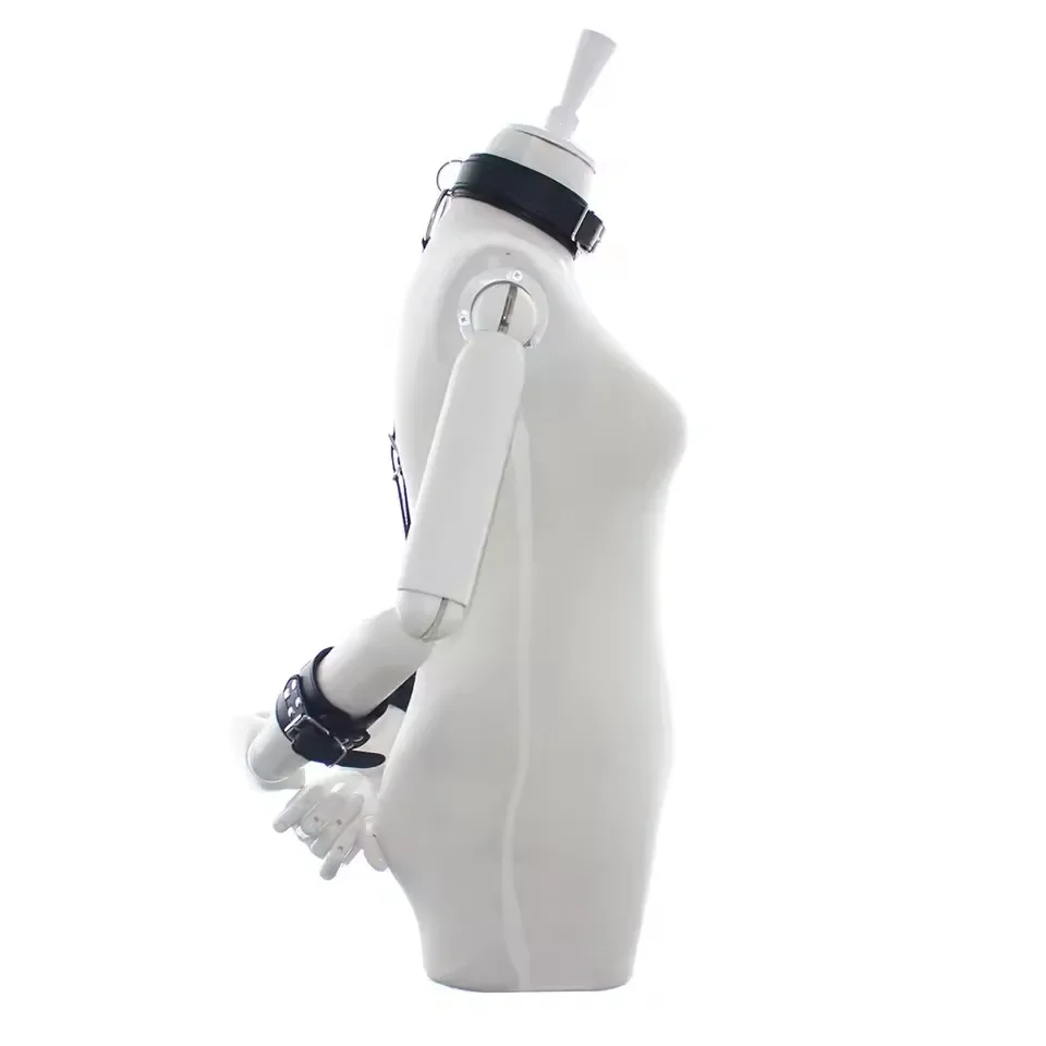 BDSM القيود عبودية لعبة الجنس للكبار فريسكي المبتدئين خلف الظهر اليد ضبط النفس طوق الفم الكمامة زوجين الطاعة لعبة أداة #2