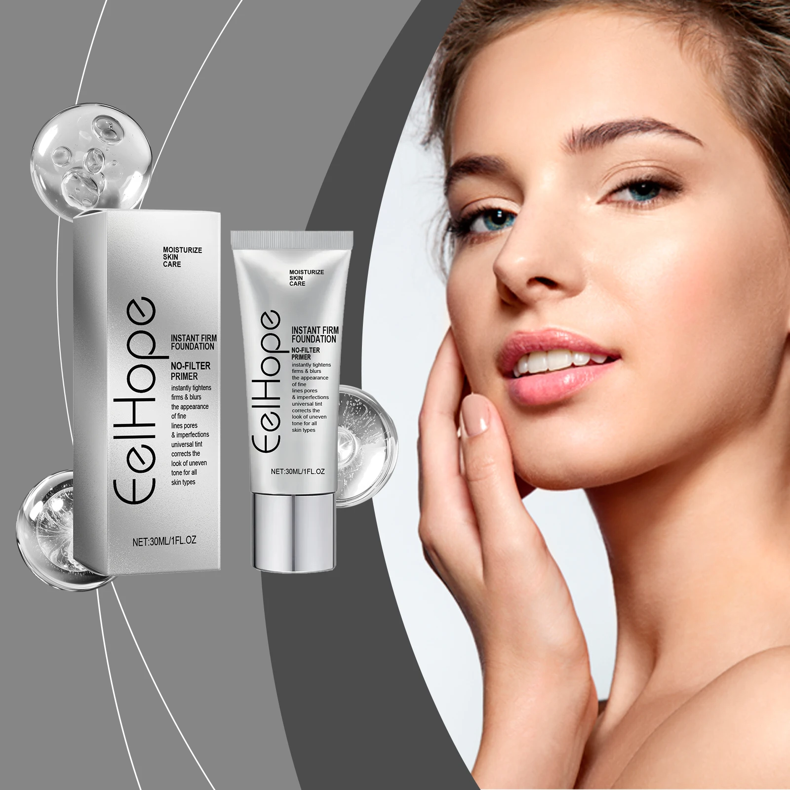 ファンデーション多機能軽量ブライトニングモイスチャライザーベースフェイスメイクアップマジックカラーチェンジングファンデーションコンシーラーファームスキン