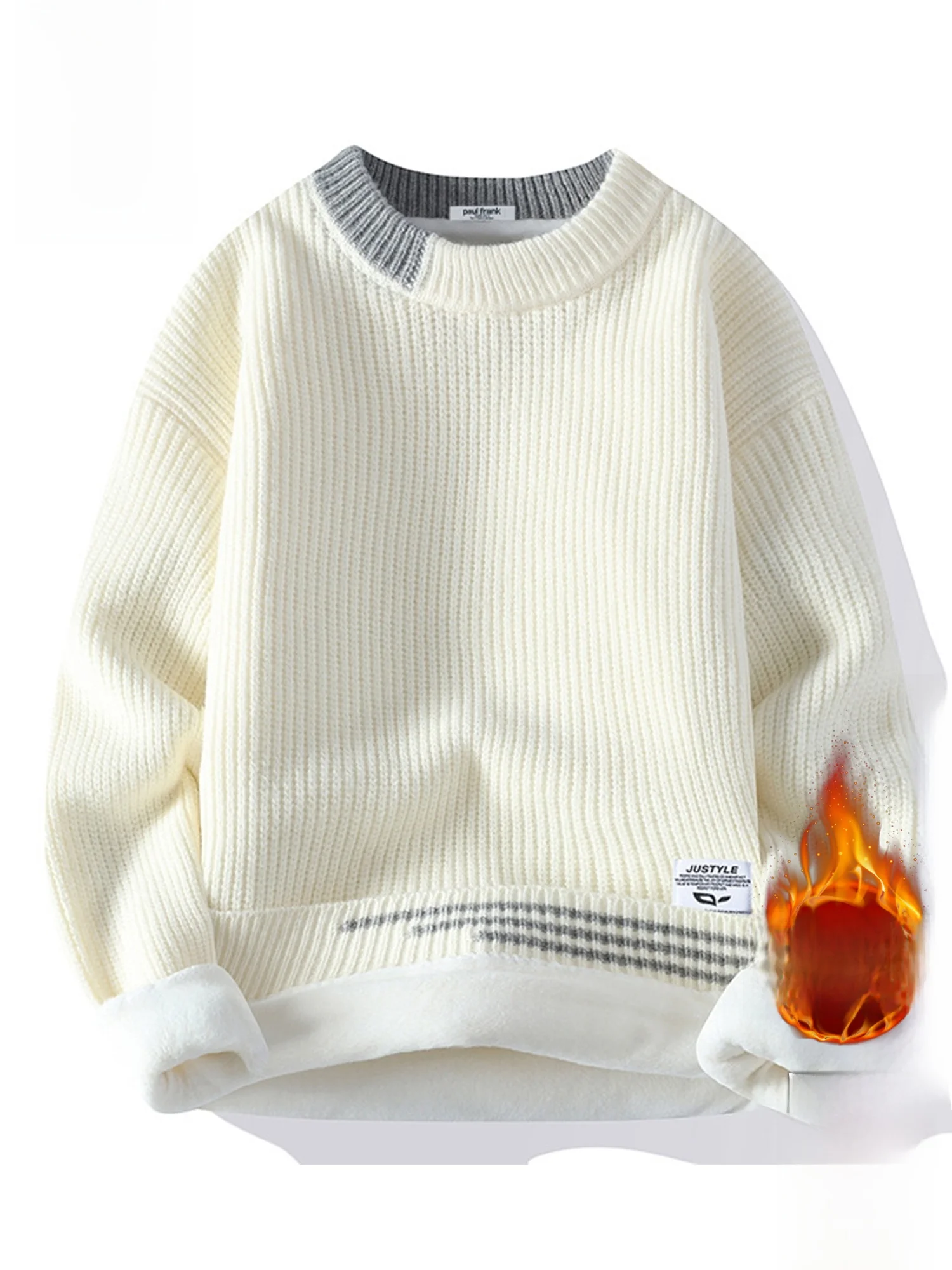 

PaulFrank Winter Thiened round Ne Knitted Sweater Men's New Sle Fce Lined Loose Fit Comfortable Casual Sweater