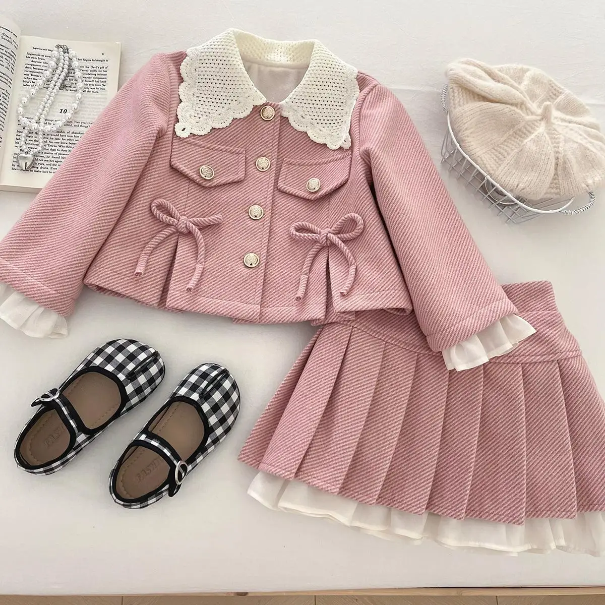 

Толстое бархатное платье для девочек, комплекты одежды, зимние детские шерстяные пальто, юбки, костюм принцессы из 2 предметов для малышей, теплая милая одежда для детей 8 лет