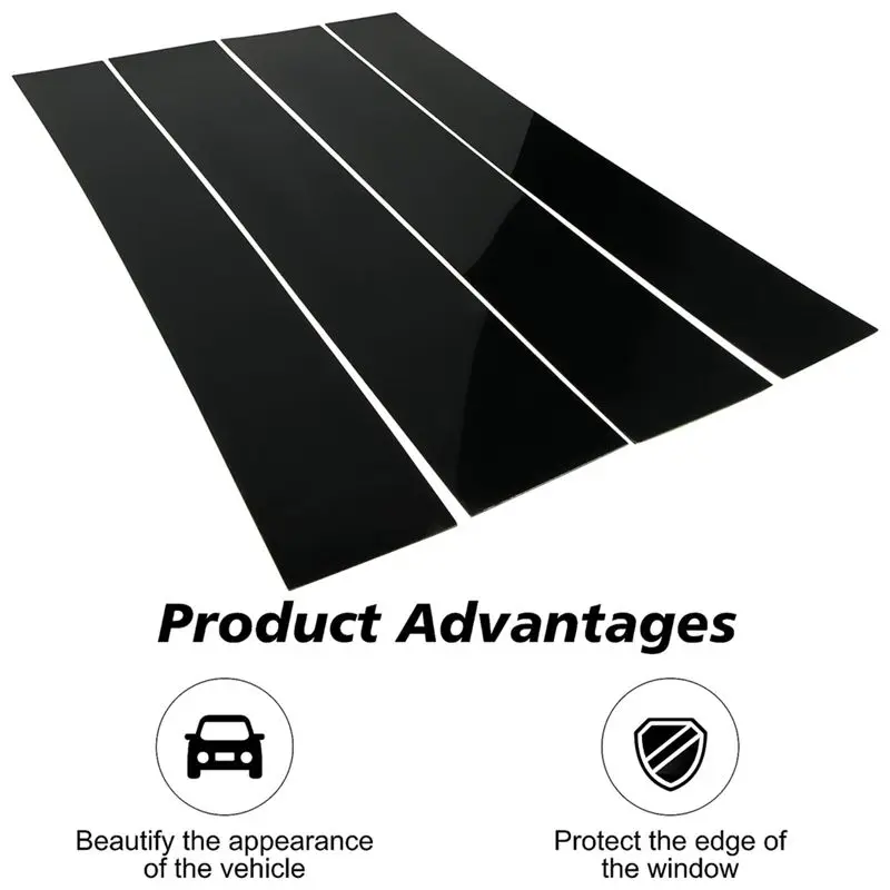 Car Pillar Posts Door Window Trim Moldings Anti Scratch Sticker For Cadillac Escalade 2007-2014 Parts Accessories Glossy Black-A