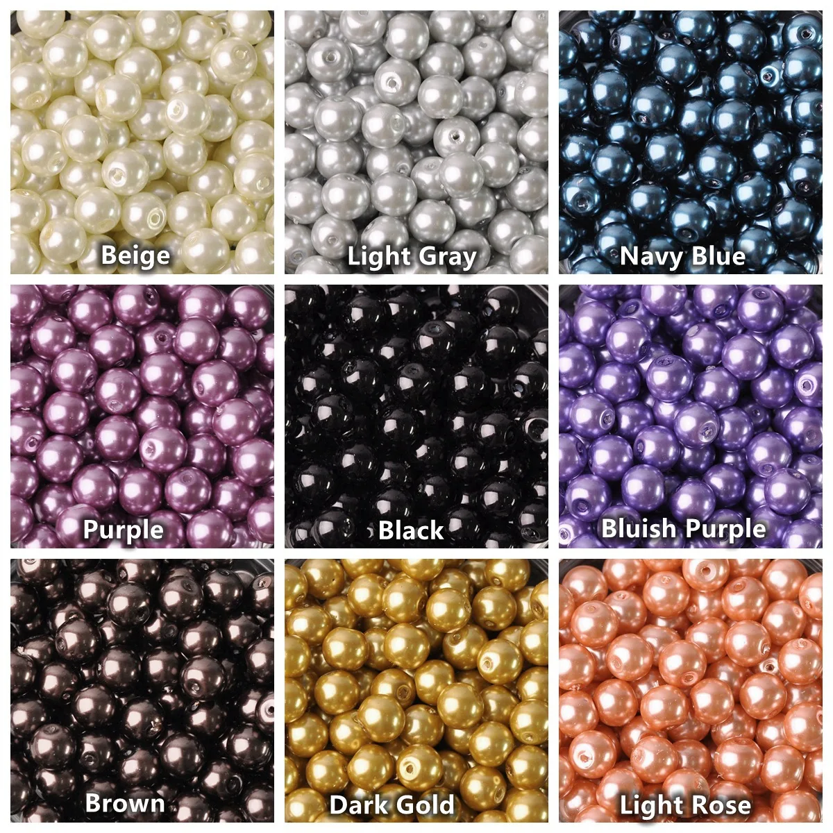 10~100pcs Round 4mm 6mm 8mm 10mm 12mm 14mm 16mm Lot Colors Pearl Coated Glass Loose Spacer Beads For Jewelry Making DIY Crafts