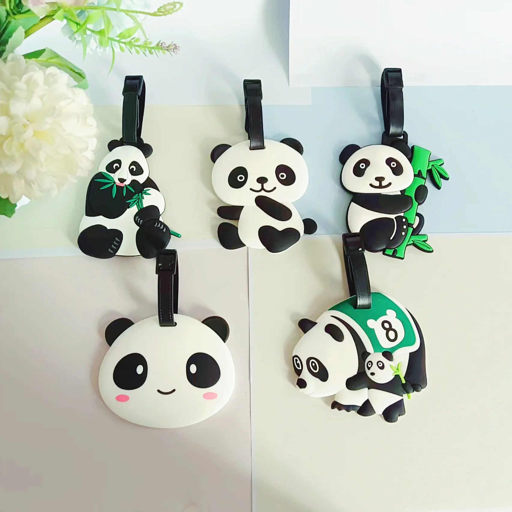 Travel Accessories Cartoon PVC Panda Luggage Tag Travel Boarding Pass Suitcase Tags Luggage Tags Check in Pass Address Name Tag