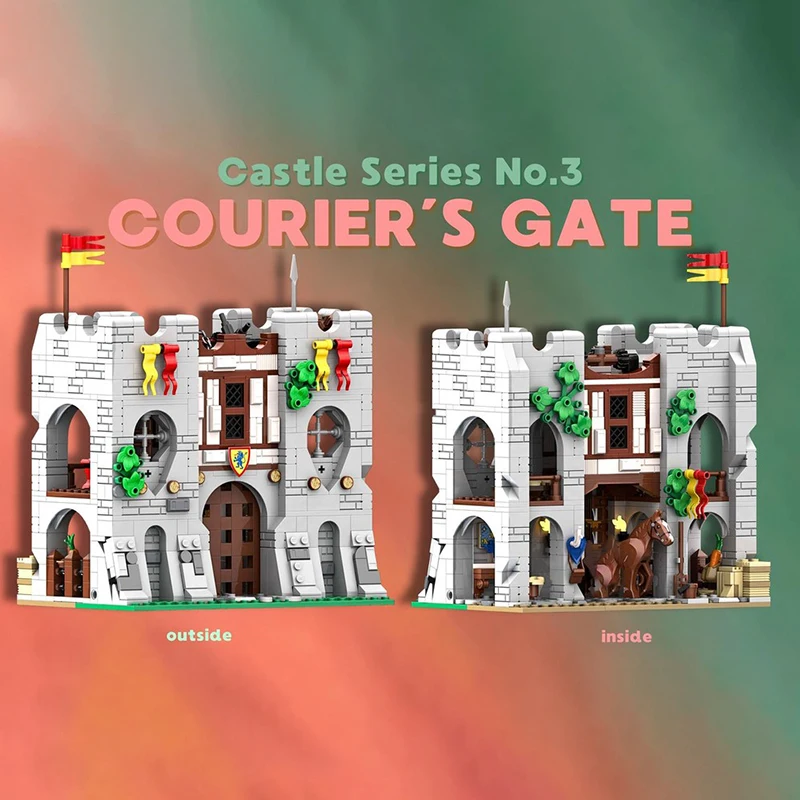 Middeleeuws kasteel Model Moc Bouwstenen Koerierstort Model Technologie Baksteen DIY Assemblage Constructie Speelgoed Vakantiecadeaus