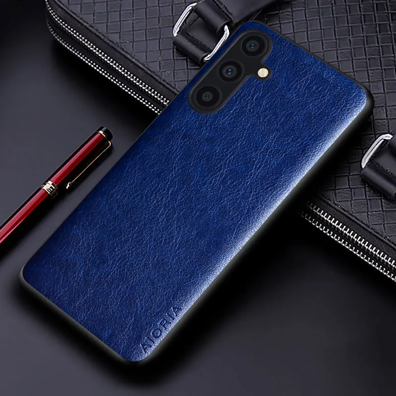 Luksusowy skórzany futerał na Samsung Galaxy A55 A35 A25 A15 5g Funda Business Solid Color Tup & hard Pc etui na telefon Funda Capa