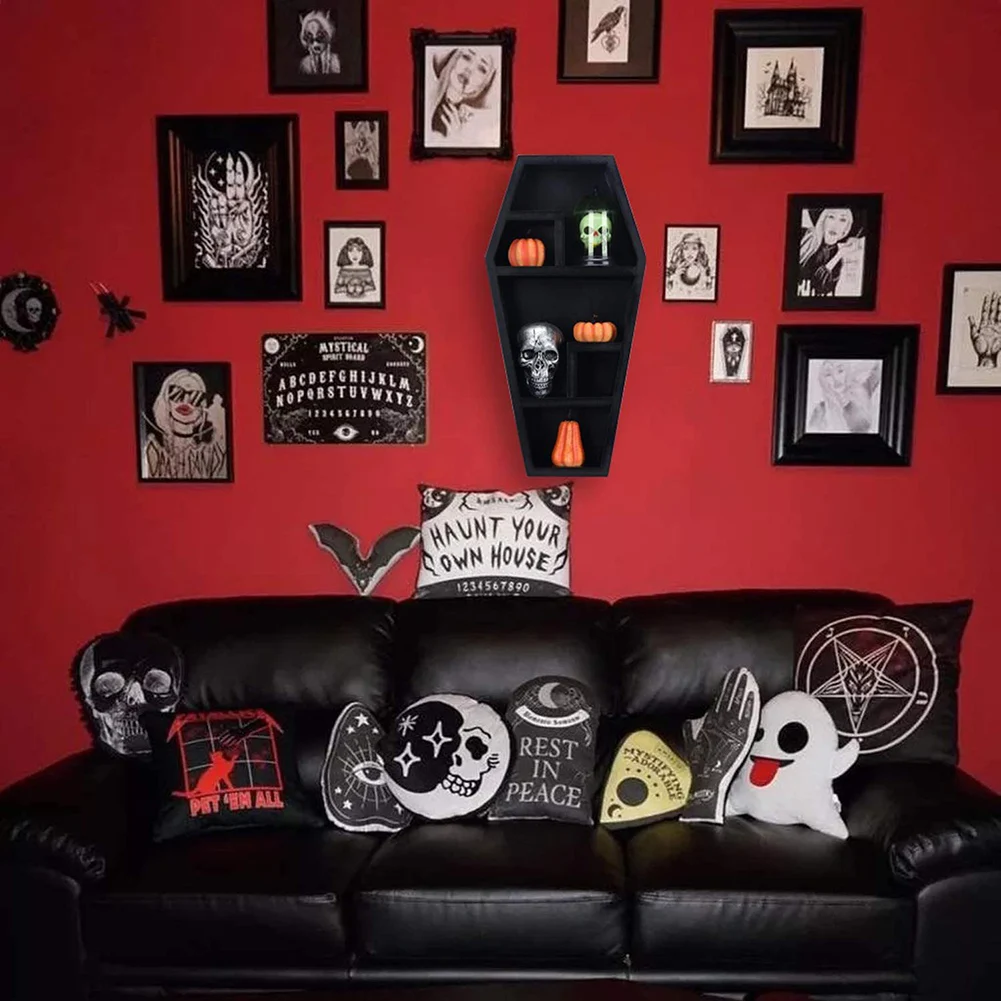 

Gothic Style Coffin Storage Rack Horror Decorations Organizer Holder Bathroom Desktop Ornaments Prank Candy Box Halloween Props