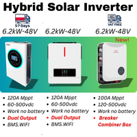 6.2kW 48V Hybrid Solar Inverter | MPPT 120A | Dual Output | Works Without Battery | WiFi & BMS | Breaker Combiner Box