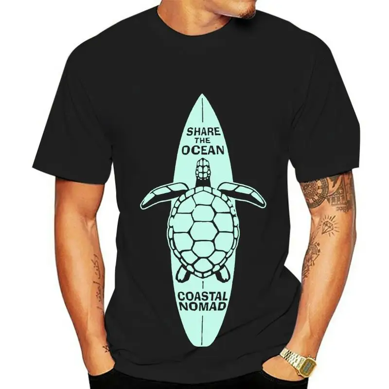 Coastal Nomad T-shirt SUP Surf Paddle Board Surfing Share Ocean Sea Turtle Grey