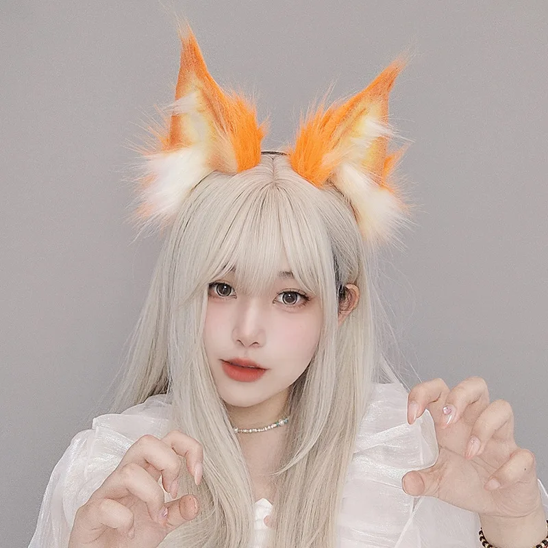 Kawaii Cat Ear Headdress Woman Cute Plush Furry  Fox Ears Headband Lolita Anime Cosplay Masquerade-Party Ear Hair Accessories