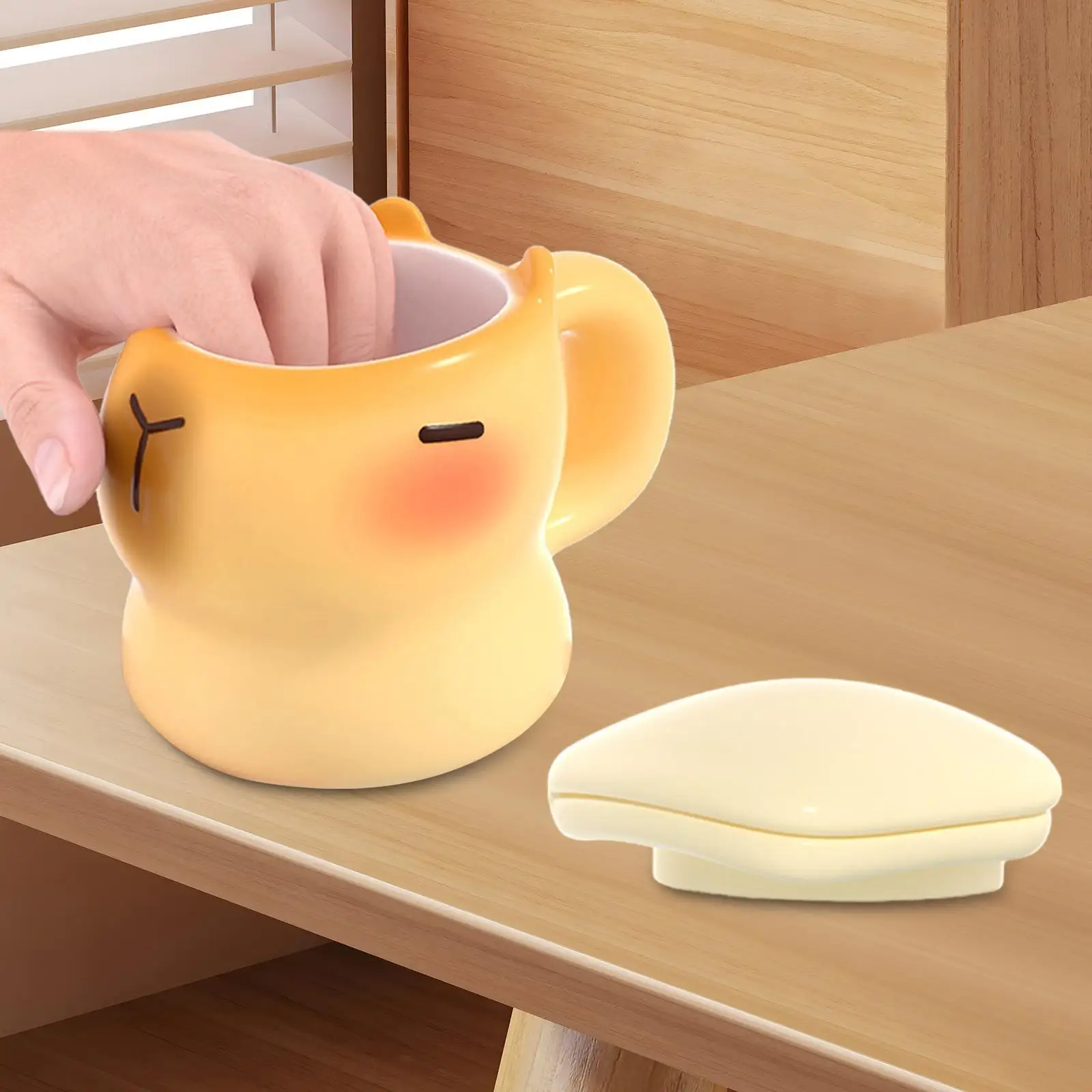 Multicolor Capybara Ceramic Mug with Lid Coaster for Coffee Tea Milk 400ml Cute Animal