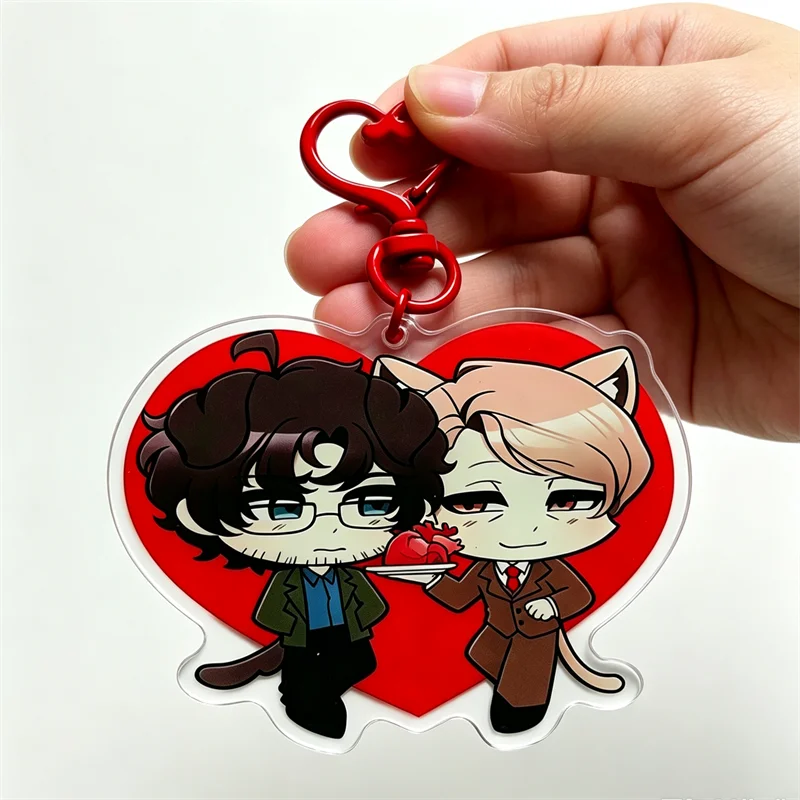 HANNIGRAM Acrylic Keychain Charm Double Sided Red Heart Clasp Hannibal Will Graham 2.5 Inches Collectible Item