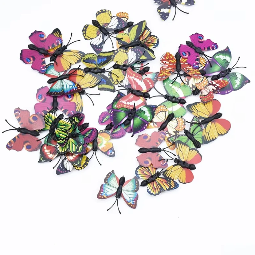 

50Pieces Plastic Butterfly Fridge Sticker Christmas Wedding Home Room Car Decoration Accessories Artificial Plants Diy Gifts Box