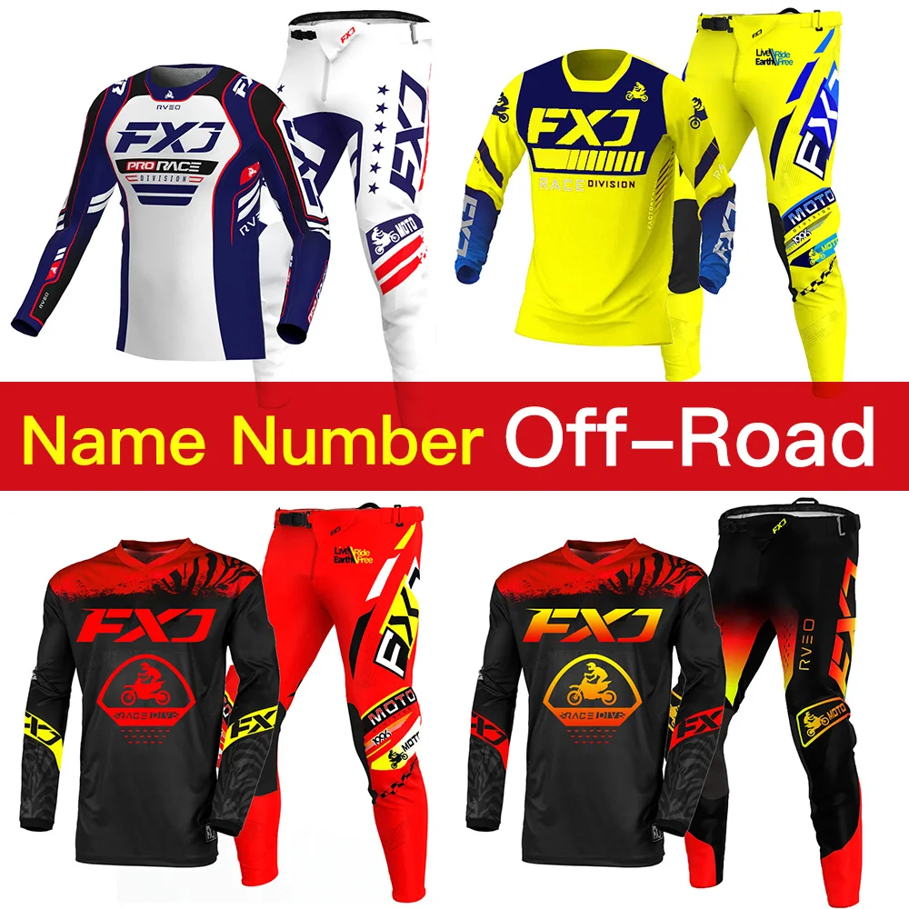 Motocross Jersey Pant Kits yellow Women's racing suit black Mens Enduro cross customize Off-road suit red MX MTB MOTO name