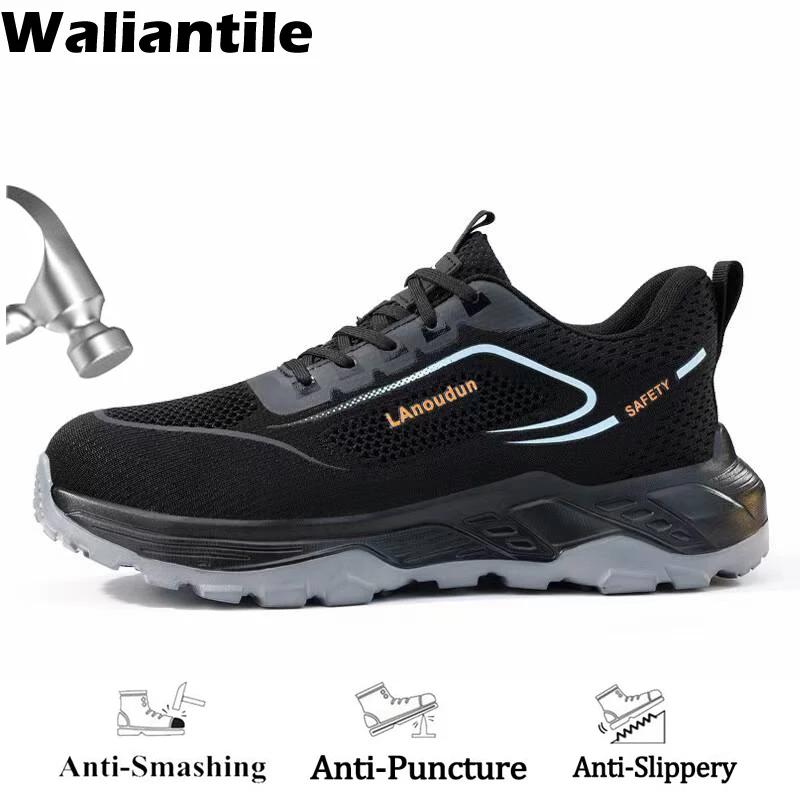 

Waliantile Fashion Men Safety Work Shoes For Construction Working Boots Puncture Proof Steel Toe Indestructible Work Sneakers