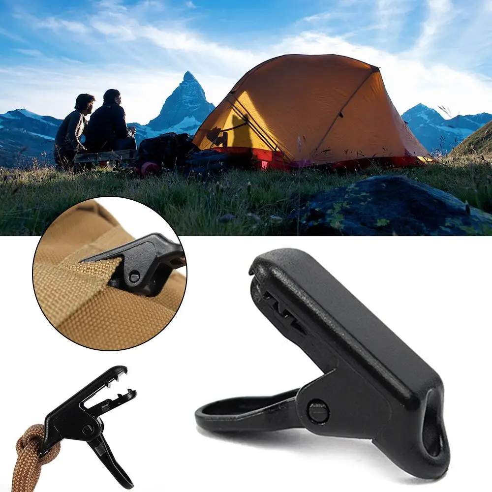 10/20Pcs Camping Tent Canopy Clip Outdoor Rainproof Tarpaulin Rope Alligator Clips Awning Tighten Fixed Buckle Accessories