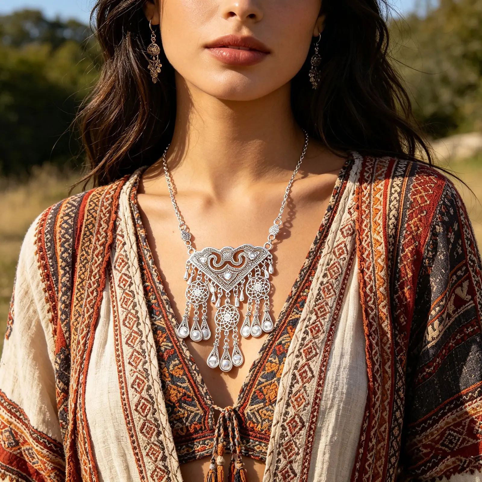 Ethnic Fashion Pakistan - Ethnic Hollow Geometry Pendant Necklace for