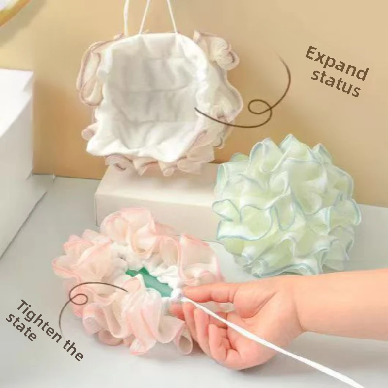 2in1 Bath Shower Ball Soap Bag With Drawstring Closure Soft Double Exfoliating Foam Net Multifunctional Bathroom Skin Care Tool