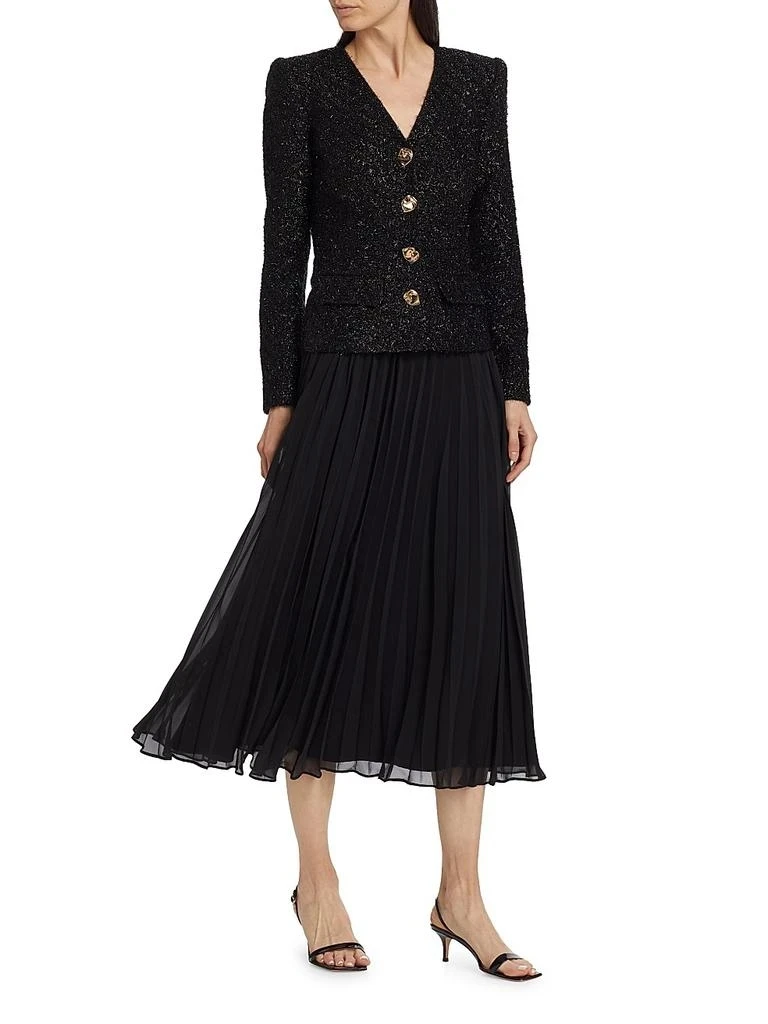 Veste noire scintillante + jupes plissées pour femme, ensemble deux pièces à manches longues et col en v, Streetwear Chic, automne-hiver