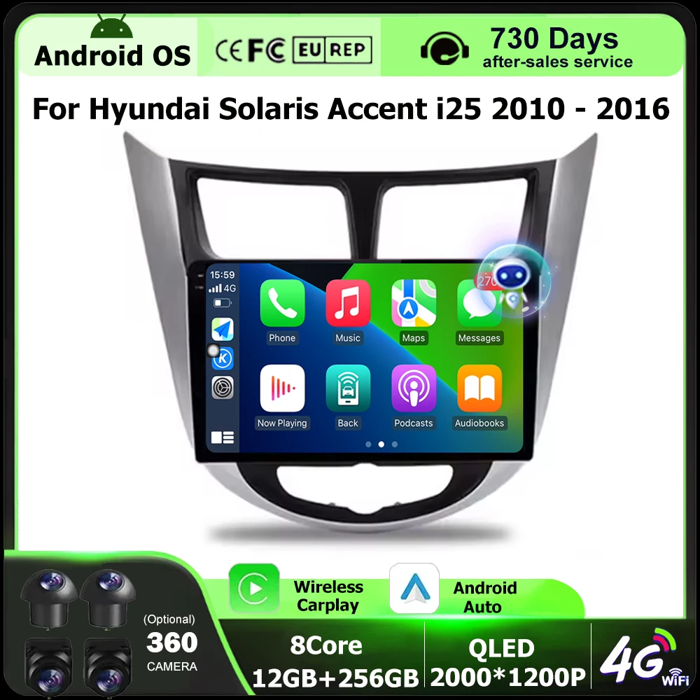 

Car Multimedia GPS Tools Fan For Hyundai Solaris Accent i25 2010 - 2016 Wireless CarPlay Android Auto Radio 4G Wifi No 2din DVD