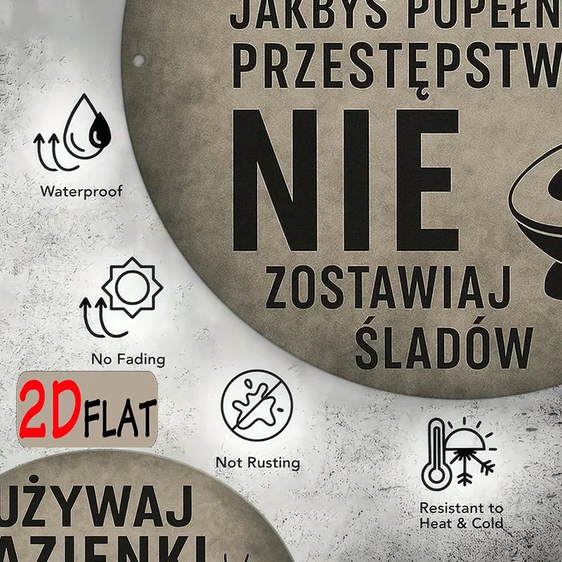 2D Metal Sign Funny Toilet Humor Polish Quote 