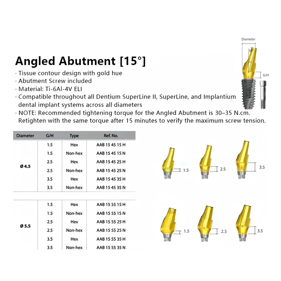 Dental Implant Prosthetic Abutments For Dentium SuperLine System Titanium Alloy Screws Restorative Replacement 10Pcs Set
