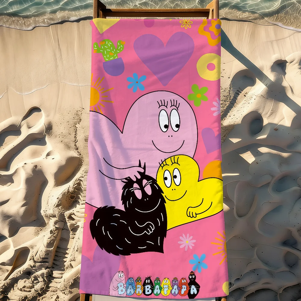 Cartoon B-Barbapapa-S Towel Sports Quick Dry Travel Camping Gear Sandproof Soft Light Large Beach Towel