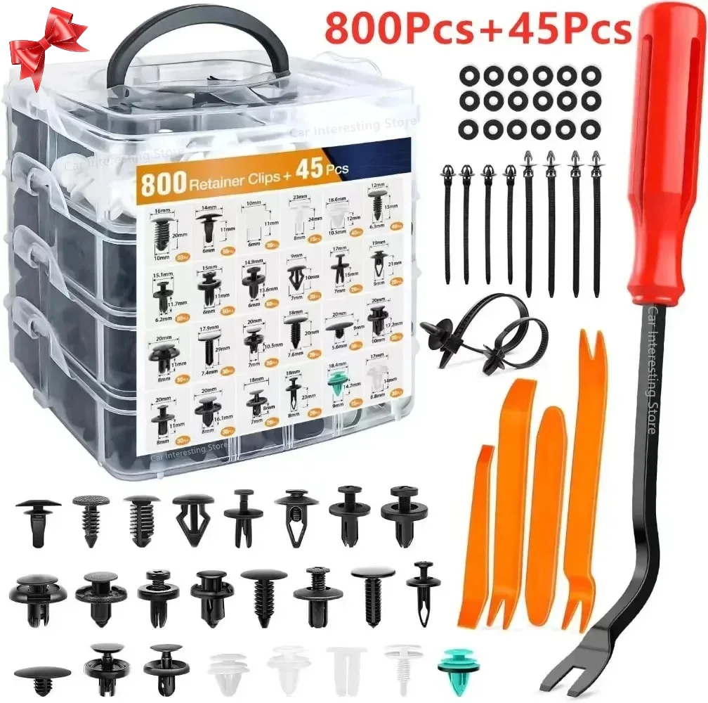 

800pcs-100Pcs Car Fastener Clip Kit Fender Rivet Plastic Clips Auto Body Push Retainer Pin Rivet Bumper Door Trim Panel Repair