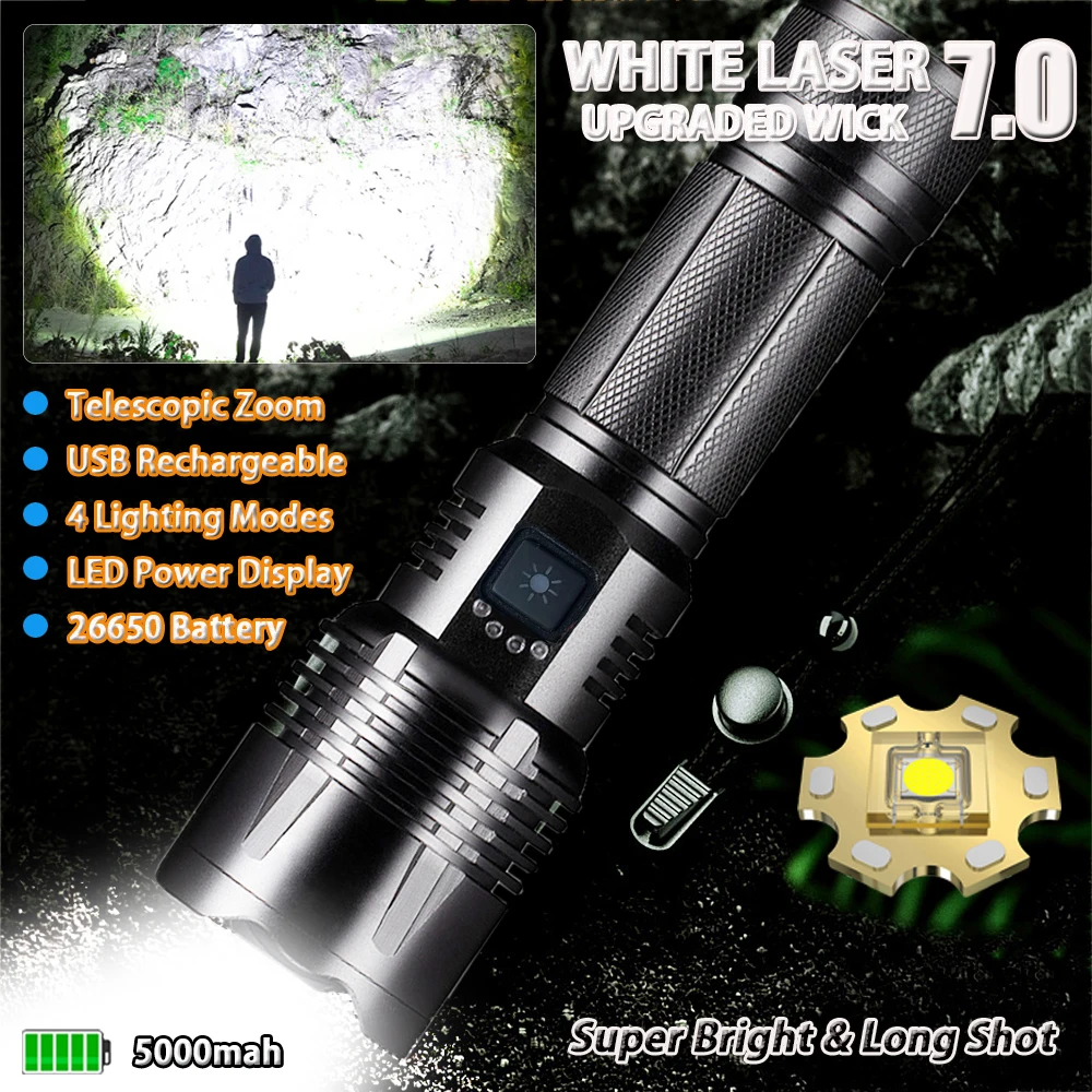 Rechargeable Flashlights High Lumens, 990000LM Powerful Tactical Flashlights Handheld Flash Light for Emergencies, Camping