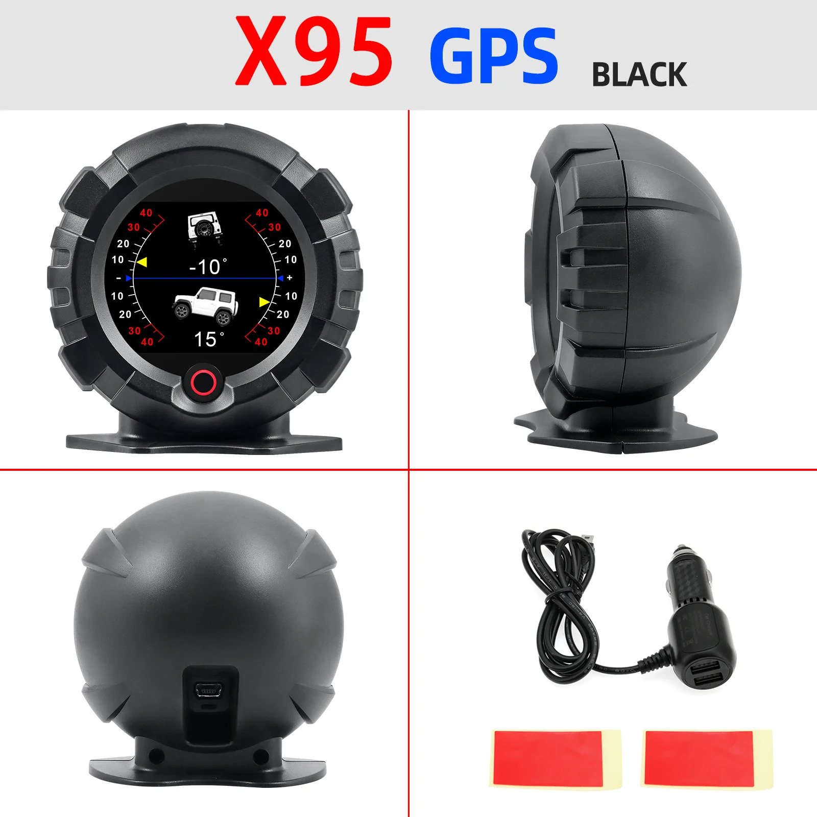 AD X95 Head Up Display GPS HUD Slope Meter Accessories HUD Auto Electronic Speedometer MPH KMH Speed Pitch Tilt Angle Altitude