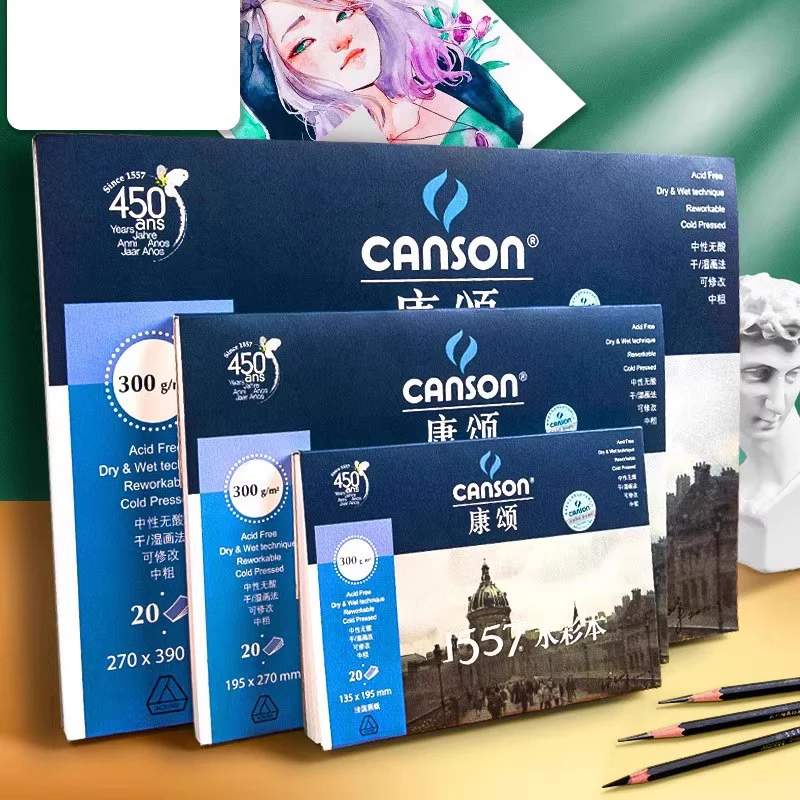 canson 1557 papier aquarelle 300g/m2 papier de peinture aquarelle A3/A4/A5/8K livre d'aquarelle peint à la main fournitures d'art créatives