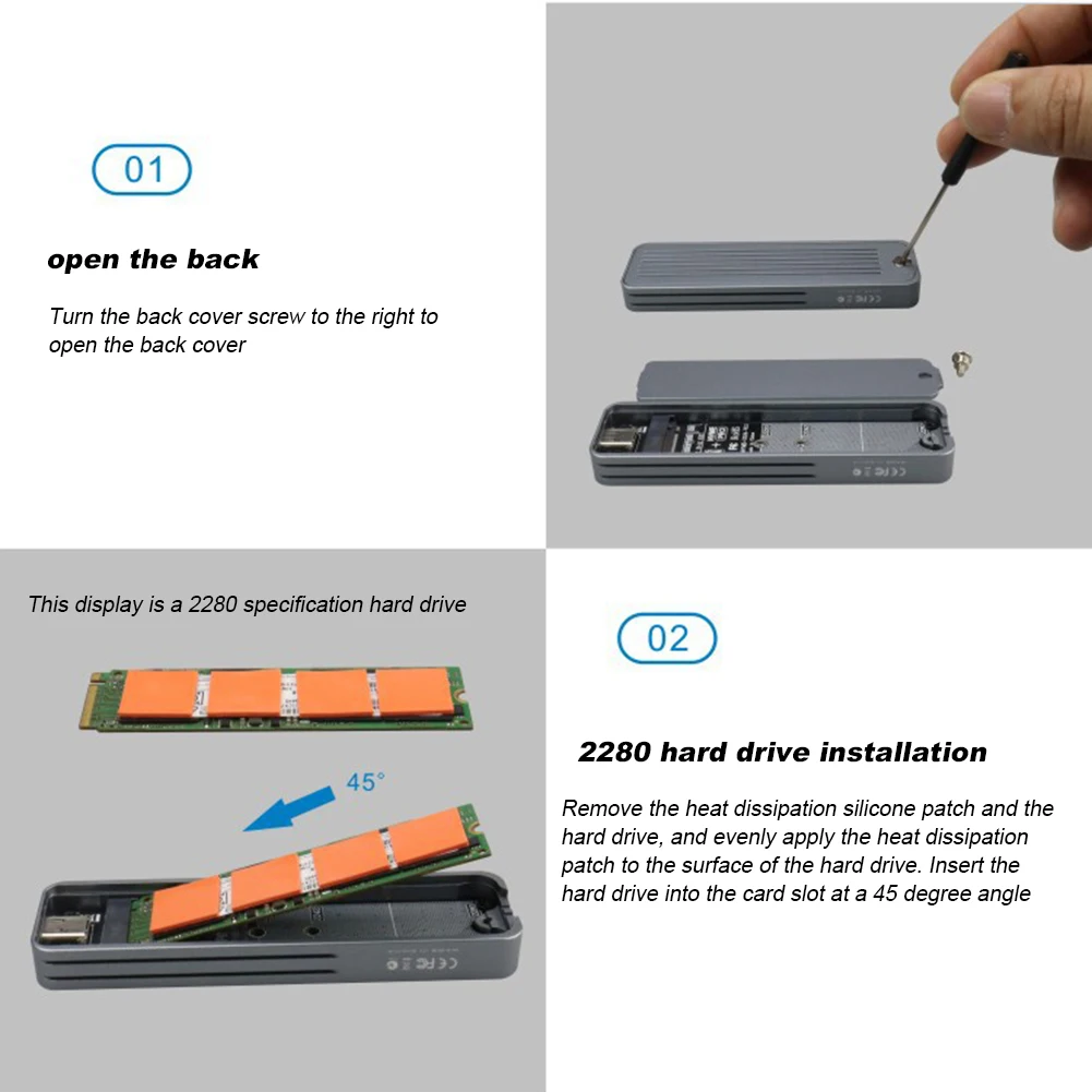 Custodia SSD M.2 NVMe SATA Chiave M + Chiave M Custodia SSD portatile crittografata con impronta digitale Scatola di custodia esterna per SSD 2230/2242/2280