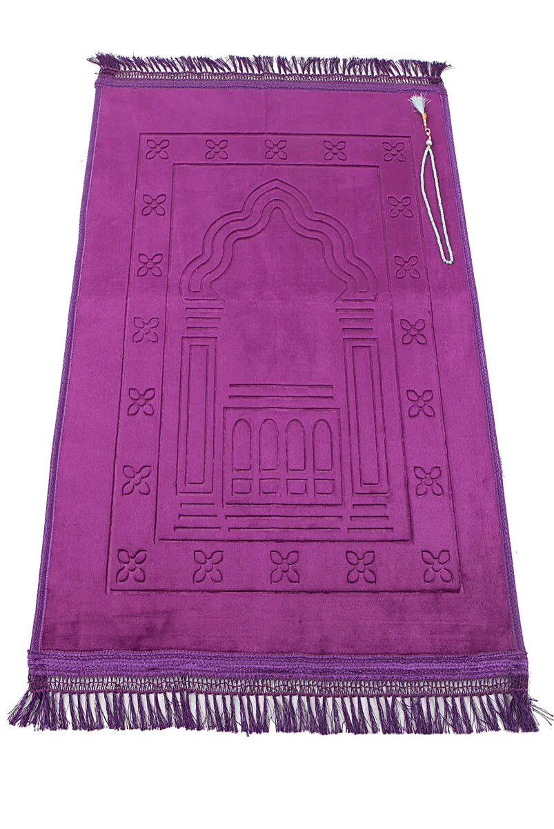 Iqrah deluxe soft prayer mat, lilac, 80x120 cm plush fabric, prayer, prayer, Kuran, yoga, exercise