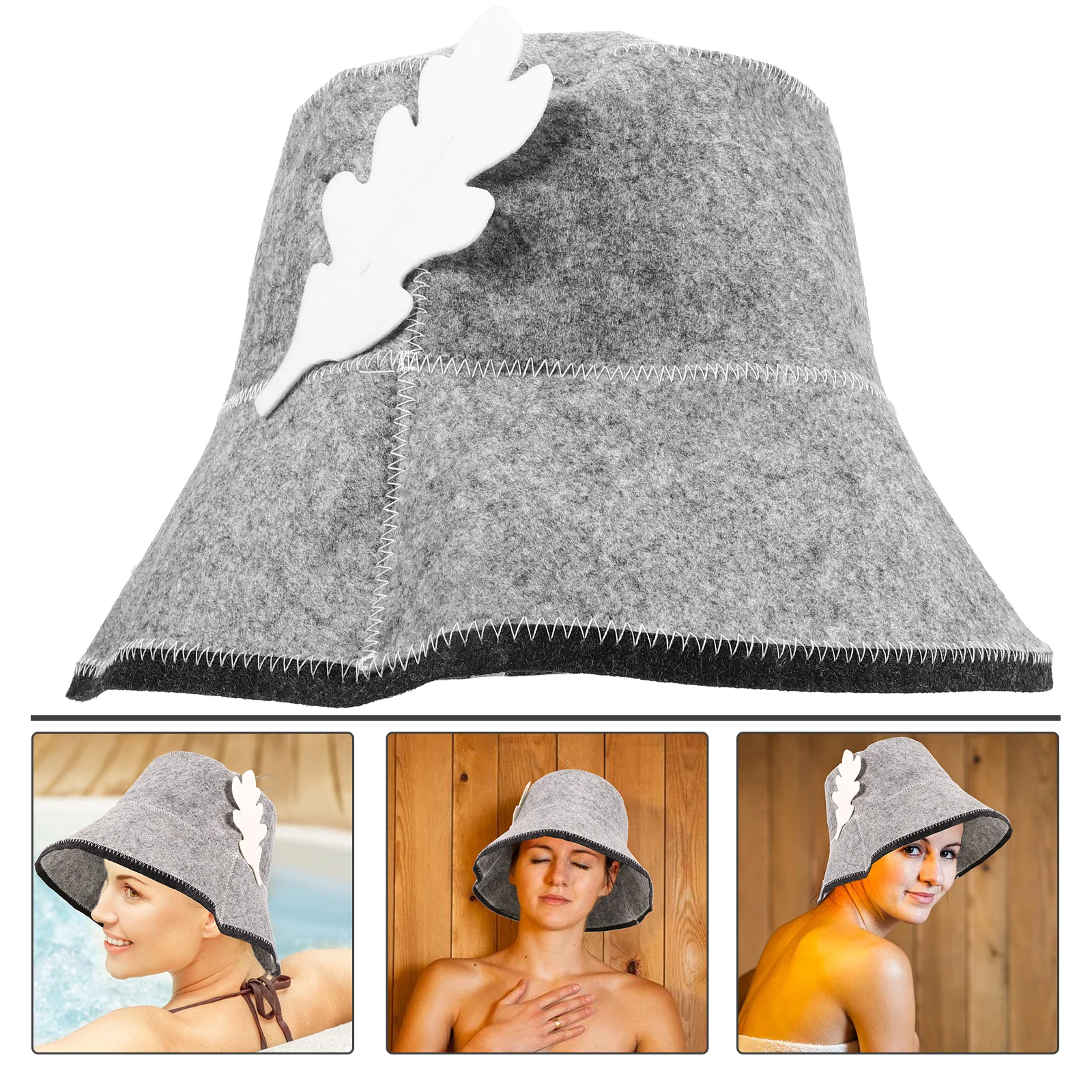 1PC Women's Felt Sauna Hat Shower Cap for Men Lightweight Spa Room Accessory Comfortable Gray Bath Cap Portable Spa Supplies