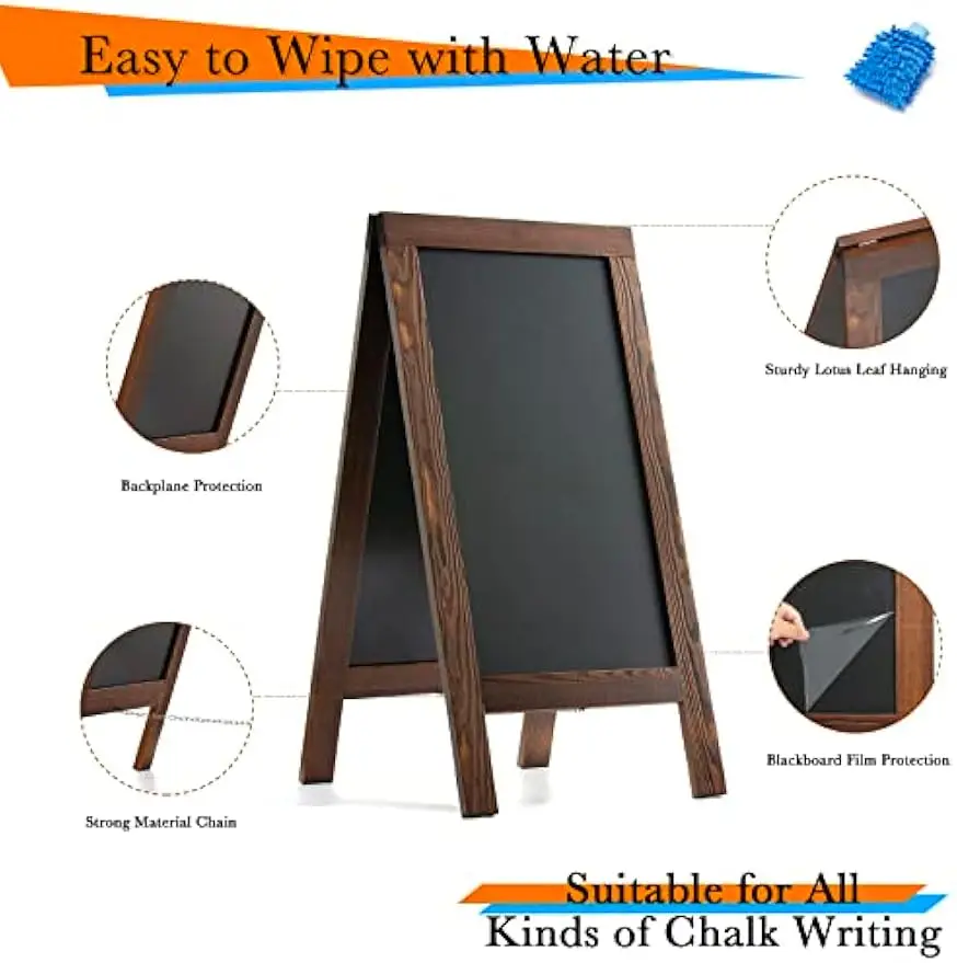 Placa de quadro de pinho rústico de 40x20 polegadas, placa de menu externa com moldura A para lojas e eventos