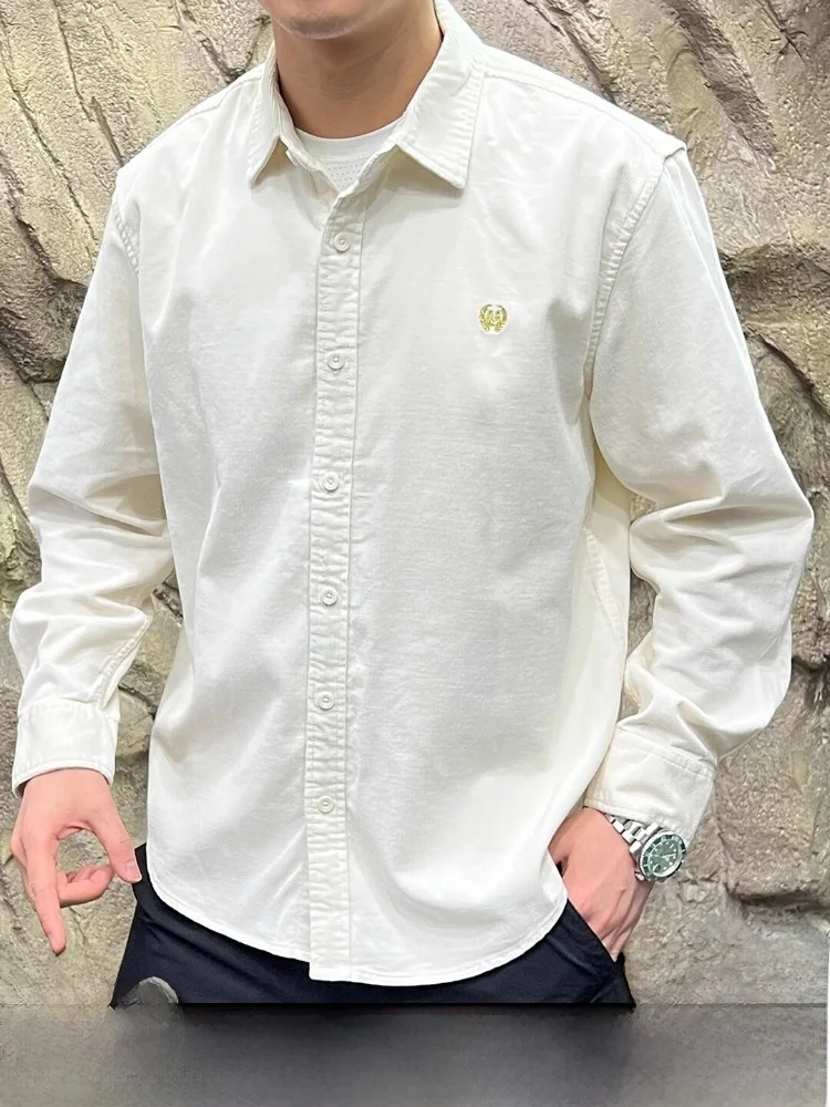 

Soft And Comfortable Corduroy Casual irt Jaet for Men Vintage Design Turn-down Collar Long Sve Breathable Cotton Outer...