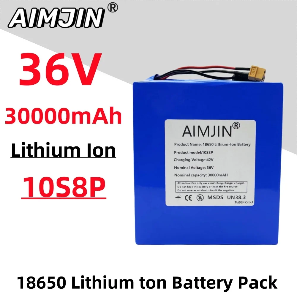 

10S8P 36V 30000mAh 18650 lithium battery pack, 1000W built-in BMS, suitable for various energy storage backup+Charger
