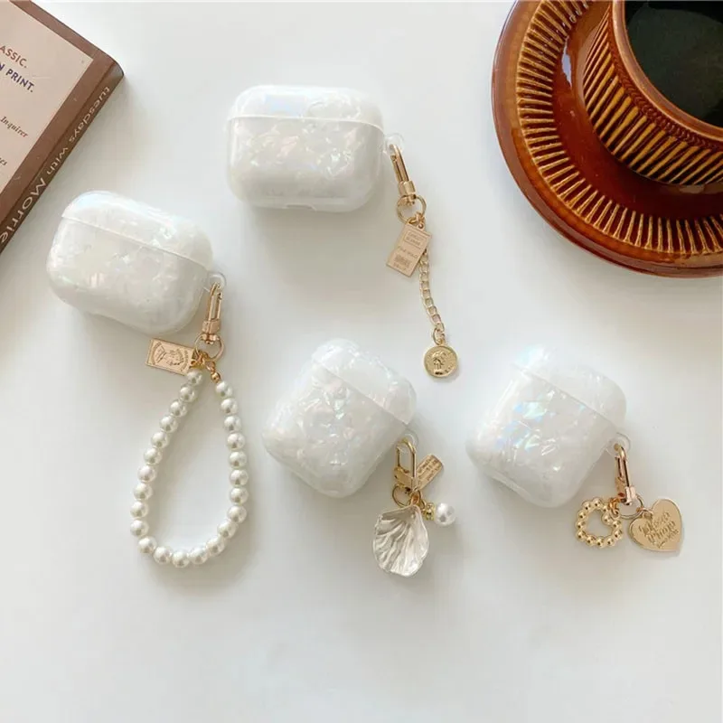 Dreamy Pearl Shell Soft Case with Keychain For AirPods Pro 2 For Airpods 3 2 1 Wireless Earphone Accessories Headphone Box Cover