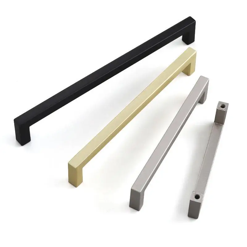10-33CM Black Cabinet Handles Stainless Steel Square Closet Drawer Cupboard Pulls Bathroom Door Knobs Furniture Kitchen Handle