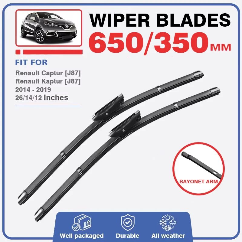 Car Front Rear Wiper Blades For Renault Captur Kaptur J87 2014 - 2019 Windscreen Windshield Window Accessories 2016 2015 2018