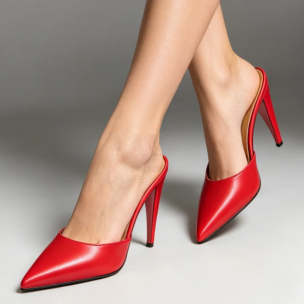 

4 Inch High Heels Singlesole Pointed Old Fashion Unisex Slipper Mules Size36-46 Customize Color