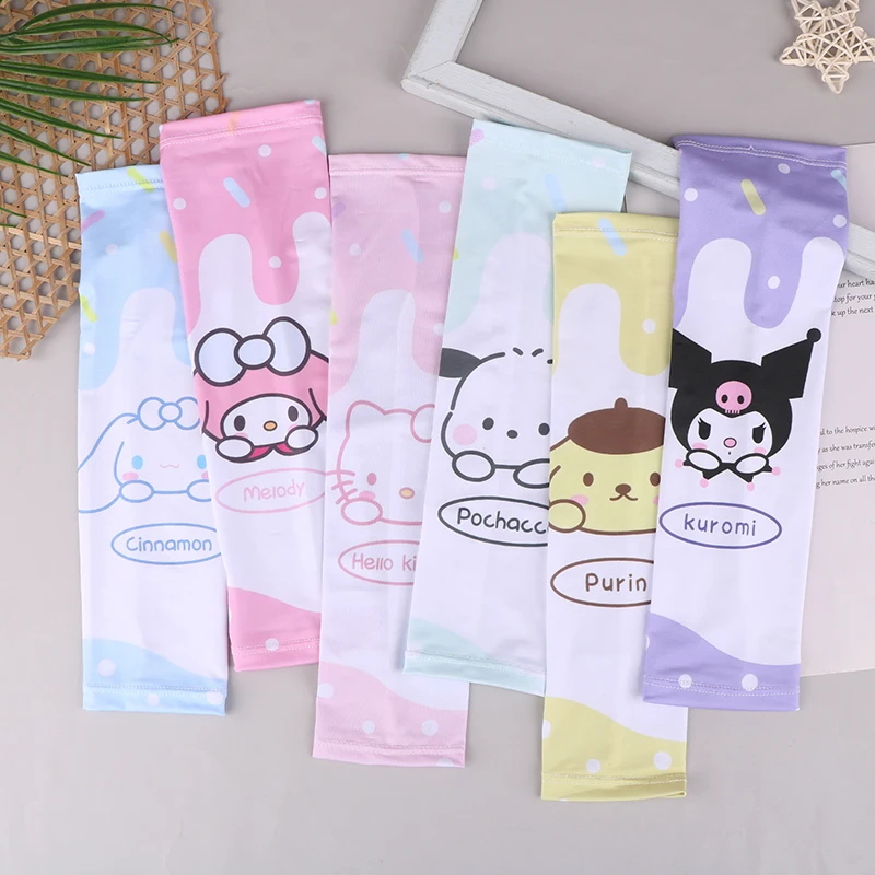 Sanrio Anime Cinnamoroll 1Pair Kids Arm Sleeves Sun Protection Cooling UV Protection Sleeves Anti-Slip Ice Silk Arm Covers Cute