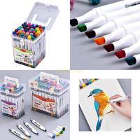12/24/36/48/60Pcs Marker Pen Set Watercolor Brush Dual Tips Fineliner Drawing Pens for Adult Kids Coloring Sketching best sale