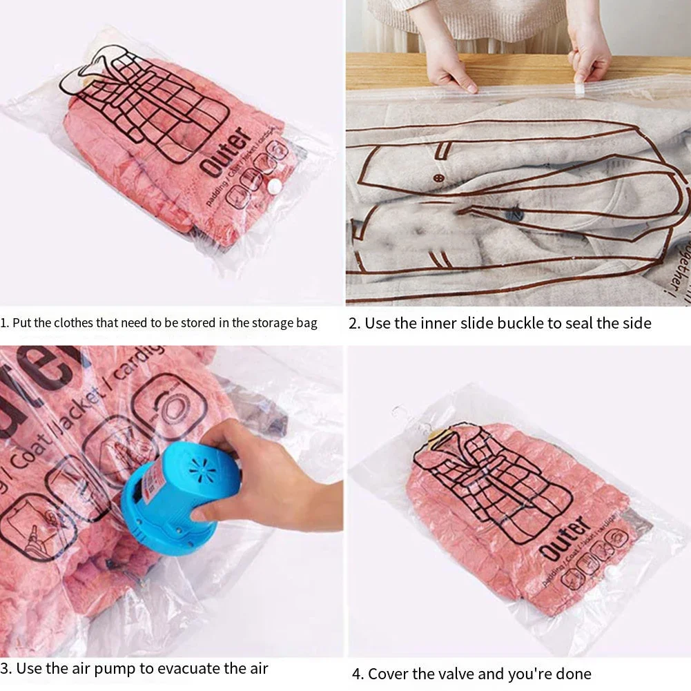 Hang Transparent Vacuum Bag Storage for Clothes Down Jacket Overcoat Compression Home Organizer Wardrobe Dustproof Coat Air Pump