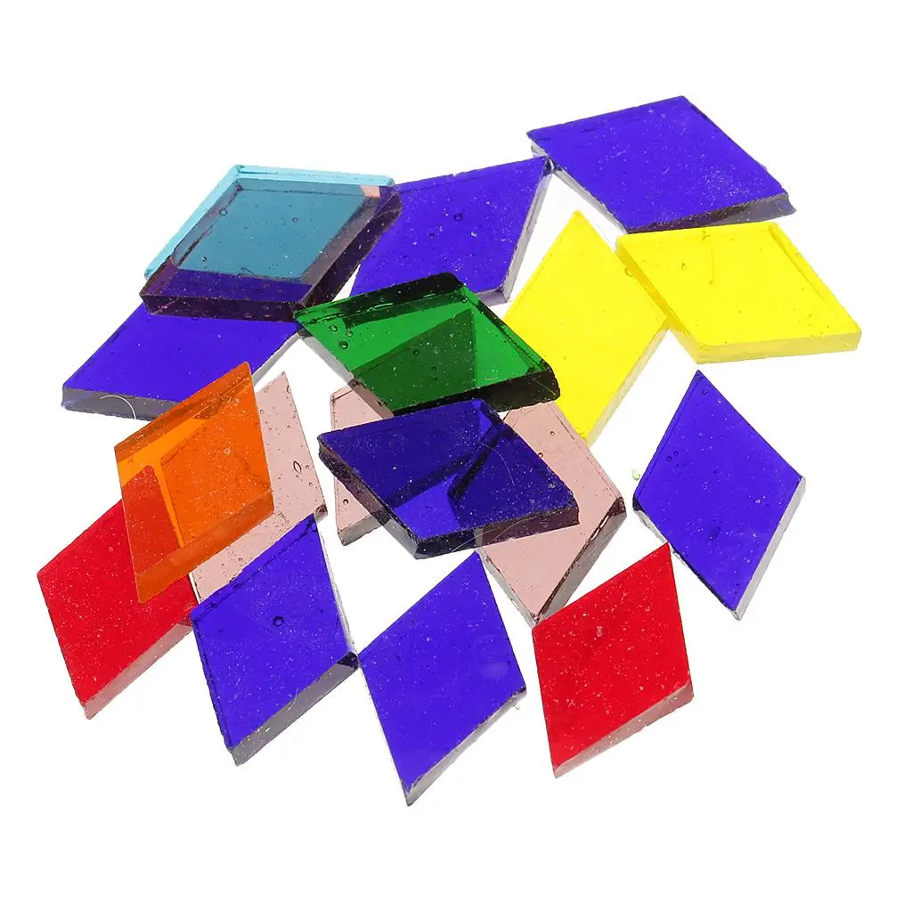 320g Mixed Triangle Rhombus Shape Glass Mosaic Tiles Pieces for Art Crafts Supplies