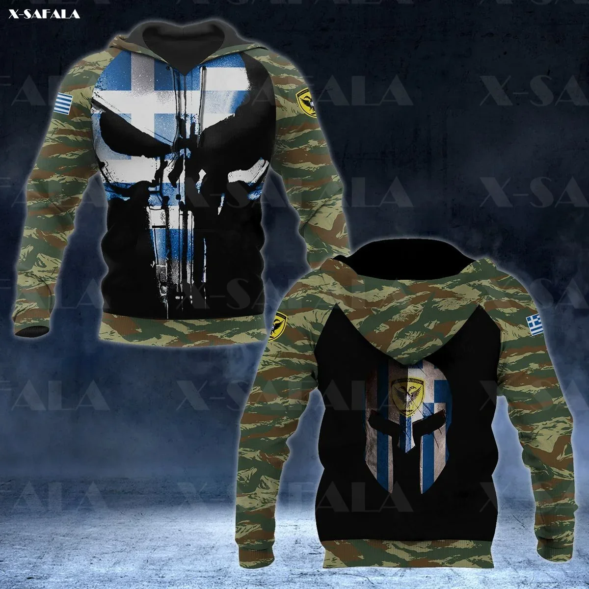 GREECE ARMY MASK STYLE Flag Camo Veteran 3D Print Zipper Hoodie Man Pullover Hooded Jacket Jersey Tracksuits Thick Cotton