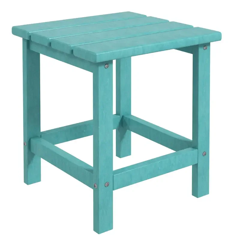

Patio Side Table, 15" Square Outdoor End Table, HDPE Plastic Tea Table for Adirondack Chair, Backyard or Lawn, Green