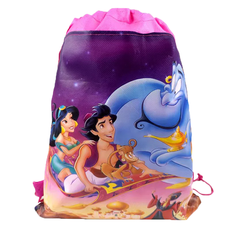 Disney Princess Drawstring Bag Pink Girls Cartoon School Bag Children Printing School Backpacks for Birthday Party Decorations