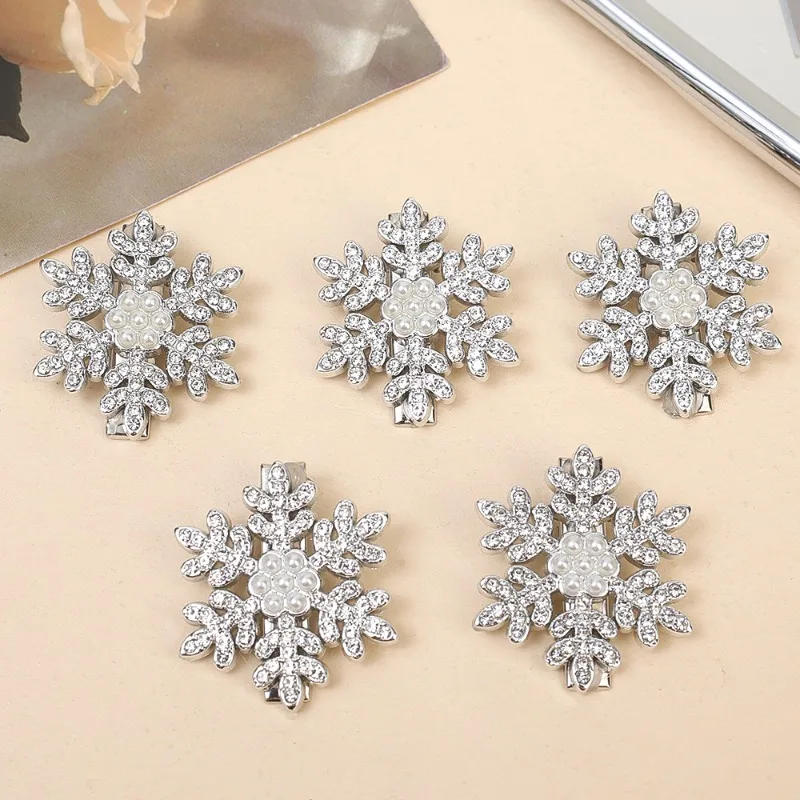 Retro Flower Hairside Headwear Accessories New Snowflake Pearl Hair Clips Winter Girls Small Sweet Cute Bobby Pin Women Fashion