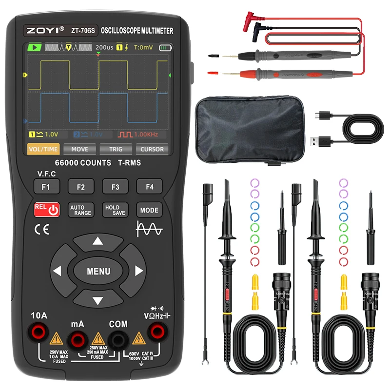 Auto Automotive Oscilloscoop Multimeter ZOYI ZT-706S 3-in-1 True RMS Digitale Multimeter met Signaalgenerator voor Voertuigreparatie