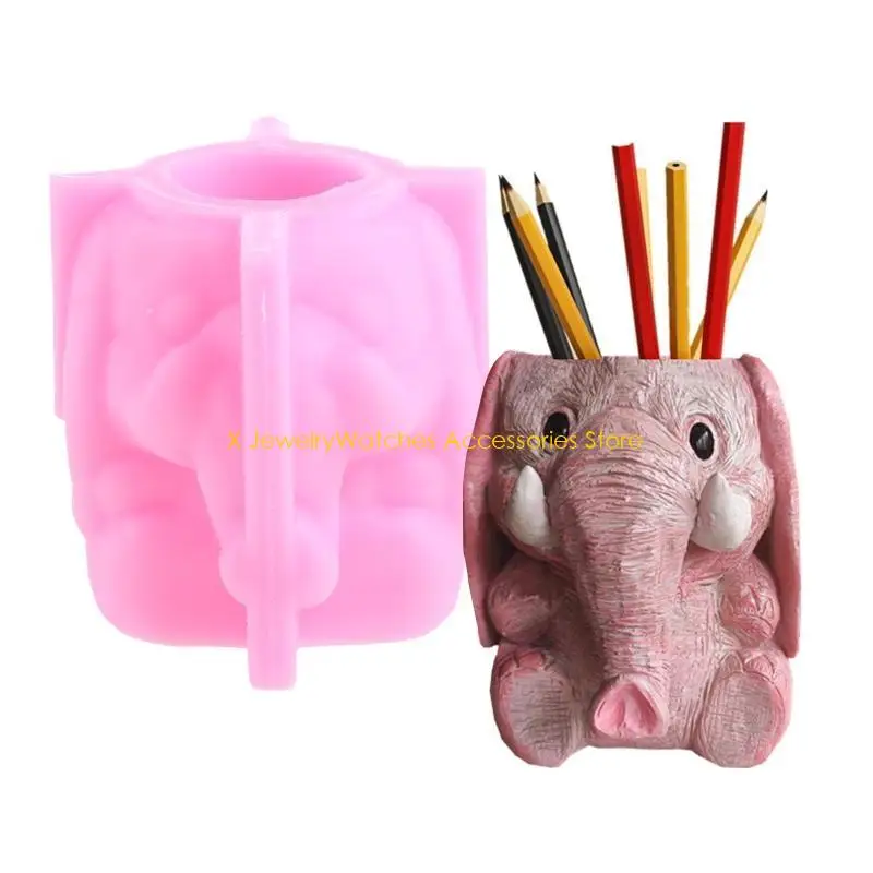 

31KD 3D слон цветочный горшок держатель для ручек УФ кристалл эпоксидная форма цементная штукатурка глина смола силиконовая DIY